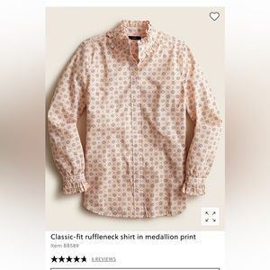 J crew ruffle neck medallion blouse size 0